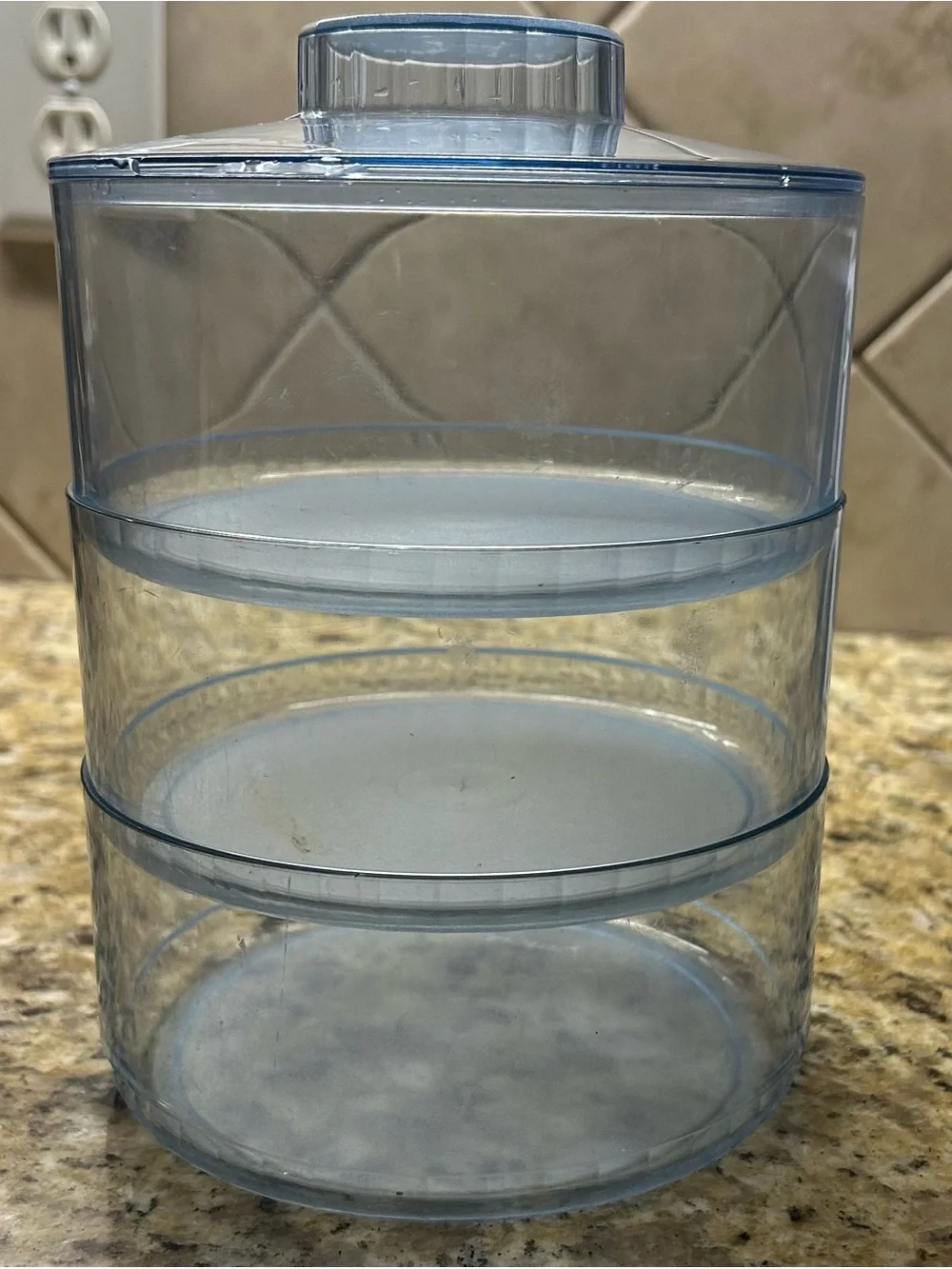 Vintage Tupperware Clear Blue Stackable 3-Tier Organizer